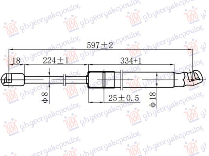 Piston me gaz për derën e bagazhit (597L-385N)