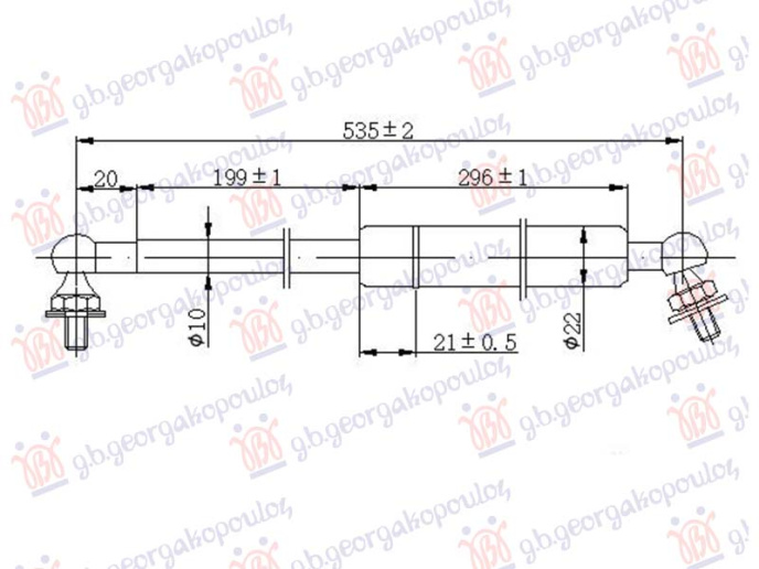 Piston me gaz për derën e bagazhit (535L-510N)
