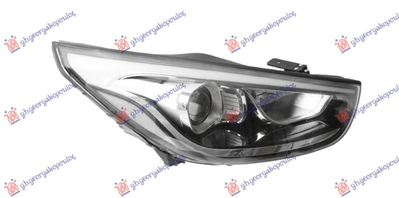 Feneri i përparmë elektrik me LED DRL (me shirit kromi) (E) (DEPO)