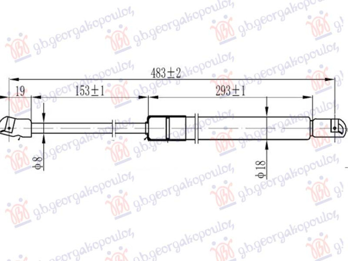Piston me gaz për derën e bagazhit (483L-530N)
