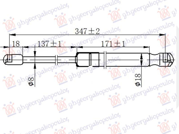 Piston me gaz për derën e bagazhit (345L-375N)
