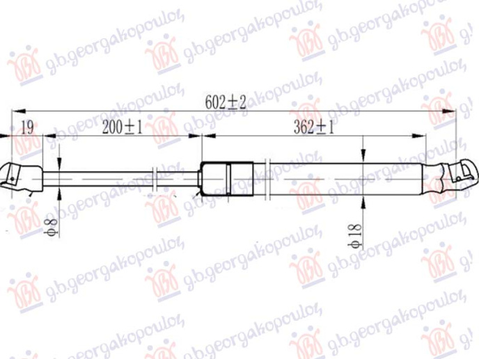 Piston me gaz për derën e bagazhit (602L-525N)