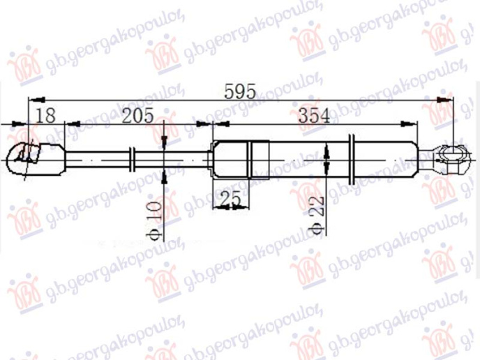 Piston me gaz për derën e bagazhit (595L-545N)