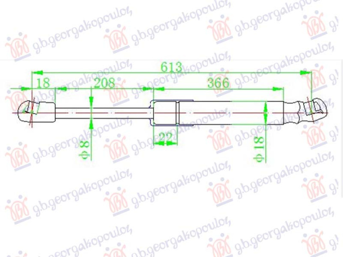 Piston me gaz për derën e bagazhit (613L-560N)
