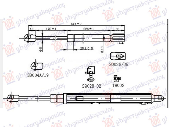 Piston me gaz për kofonon (447L-430N)