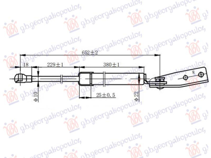 Piston me gaz për derën e bagazhit (652L-450N)