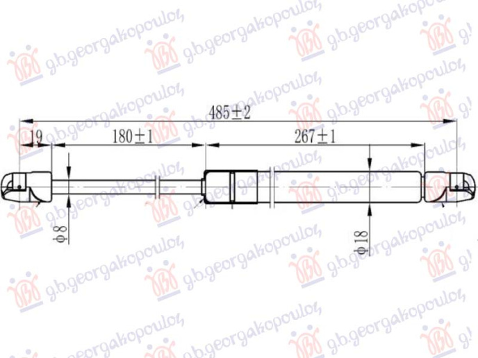 Piston me gaz për derën e bagazhit (485L-685N)