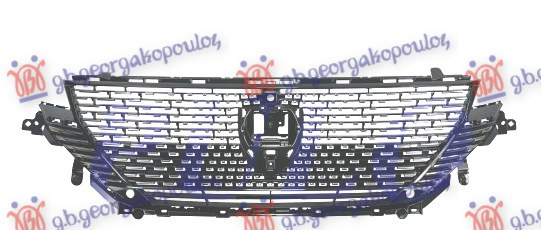 Grilë e zezë me përfundim me shkëlqimme shirit krom (me vrima për kamer) (me 2 PDC)