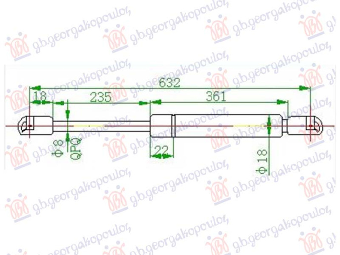Piston me gaz për derën e bagazhit (632L-510N)