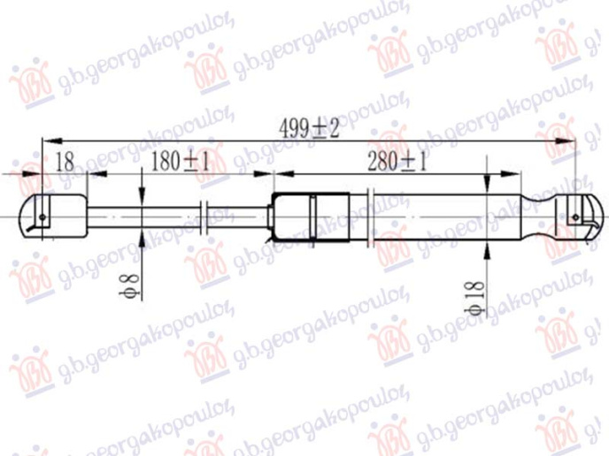 Piston me gaz për derën e bagazhit (498-360N)