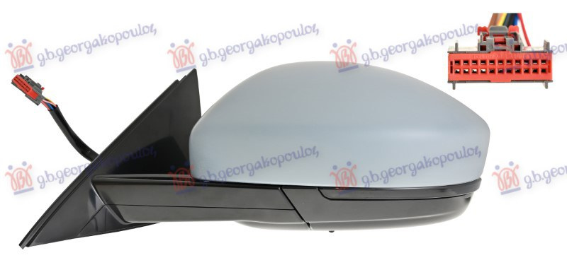 Pasqyr dere ngrohje dhe palosje elektrike gati për ngjyrosje (Me kabllo për errësim automatik) (me dritë & dritë posht pasqyrës & sensor) (12 PIN) (A cilësia) (xham I lakuar)