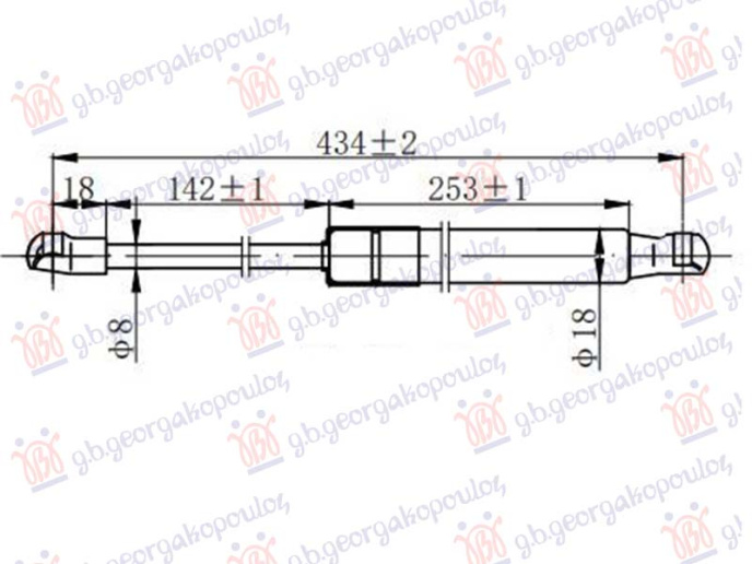 Piston me gaz për xhamin e pasmë (431L-120N)