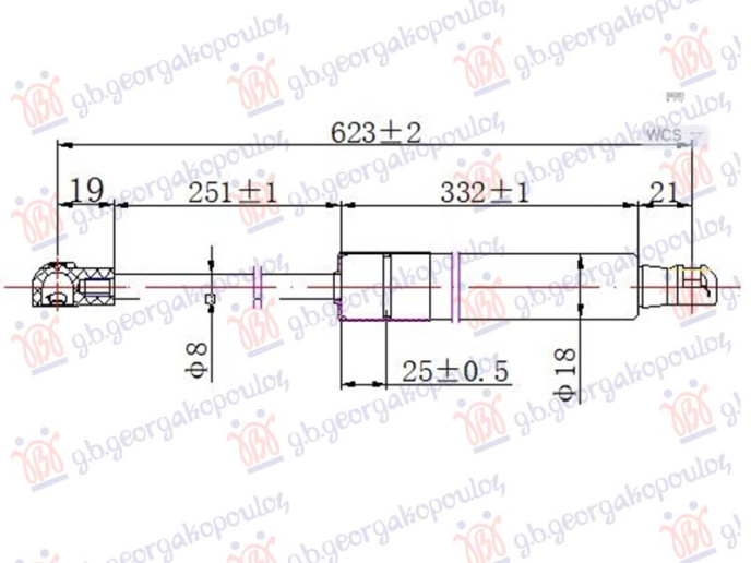Piston me gaz për kofonon (623L-300N)