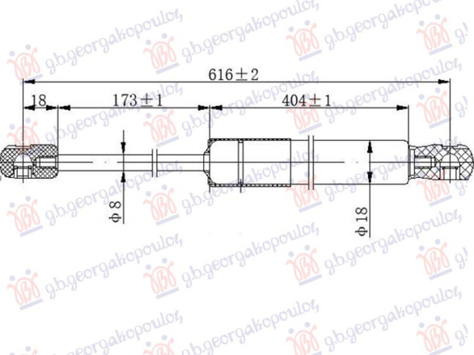 Piston me gaz për derën e bagazhit (616L-620N)