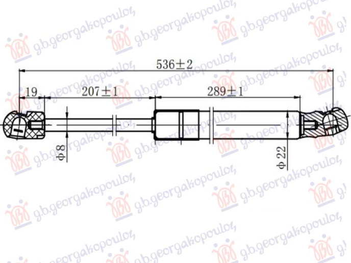 Piston me gaz për derën e bagazhit (536L-670N)
