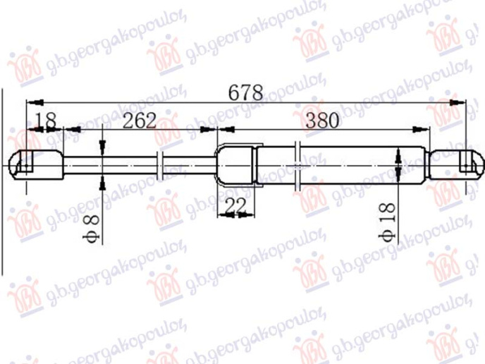 Piston me gaz për derën e bagazhit (678.5L-630N)