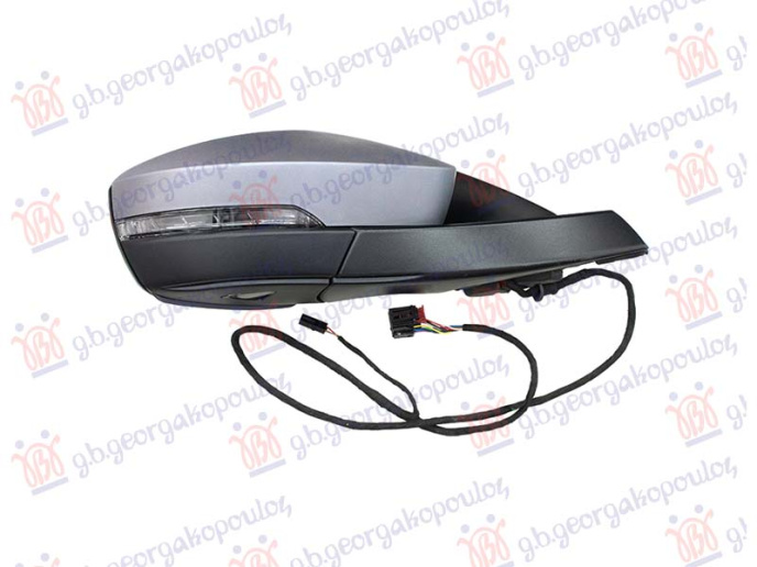 Pasqyr dere ngrohje dhe palosje elektrike gati për ngjyrosje me memorie gati për ngjyrosje   (me dritë anësore & dritë posht derës & kënd I vdekur) (13+2 PIN) (xham i lakuar)