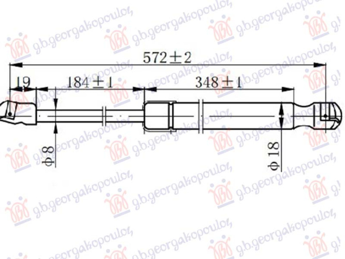 Piston me gaz për derën e bagazhit (570L-620N)