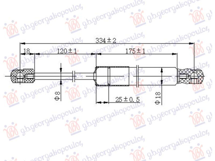 Piston me gaz për derën e bagazhit (334L-480N)