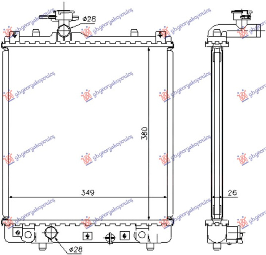 Radiator 1.0-1.2 benzinë manual (375x380x34) (e hapur) (mekanike) (NRF)