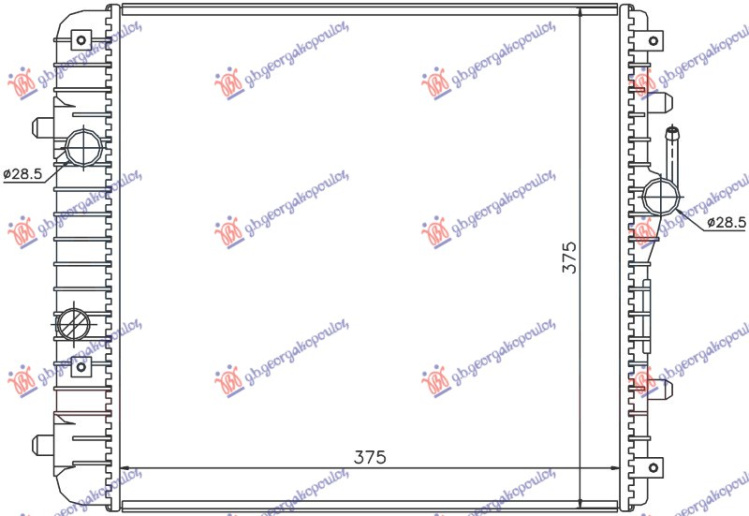 Radiator 1.0-1.2 (375x380) (HUNGARY) (e mbyllur) (NRF)