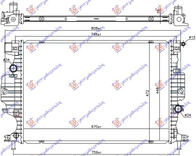 Radiator 1.0 EcoBoost-2.0 Hybrid-2.5 benzinë 1.5-1.6- (2.0 T7CE) TDCi/ECOnetic dizel (670x448) (VALEO)