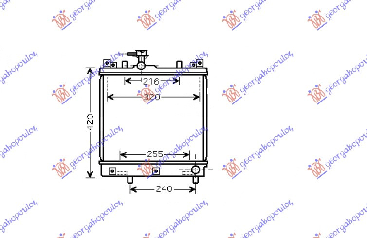Radiator 1.0 benzinë +/- AC (348x360) (NRF)