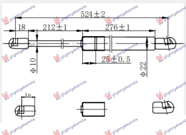 Amortizues (një) për derën e bagazhit karavan (522L-540N)