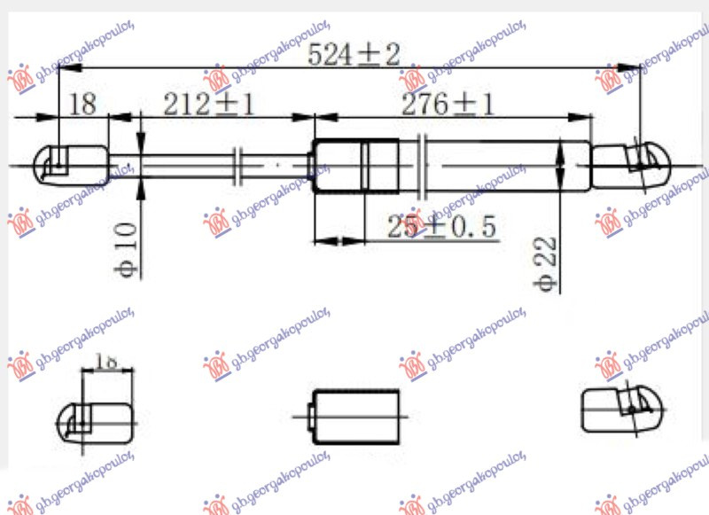 Amortizues (një) për derën e bagazhit karavan (522L-540N)