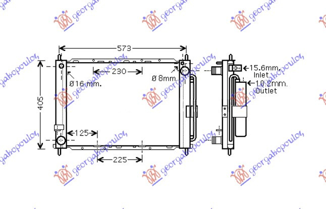 Radiator për motor (me kondicioner) 1.4-1.6i-16V DCi (51x38)