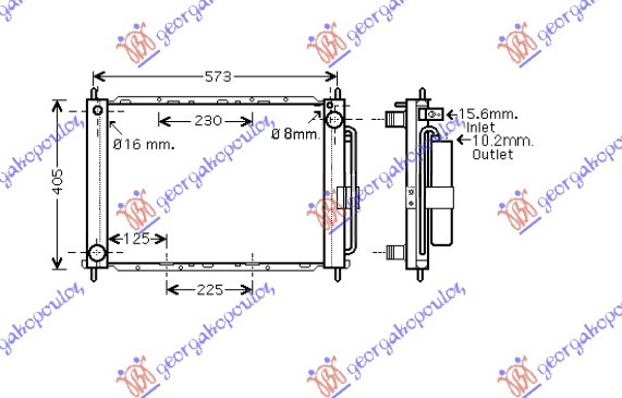 Radiator për motor (me kondicioner) (FIx) 1,2i8/16V-1,5DCi (51x38)