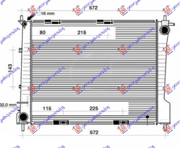 Radiator për motor 2.0 benzinë (me/pa kondicioner) (marsh manual) (492x389)
