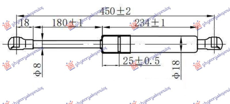Amortizues (një) për derën e bagazhit (451L-385N)