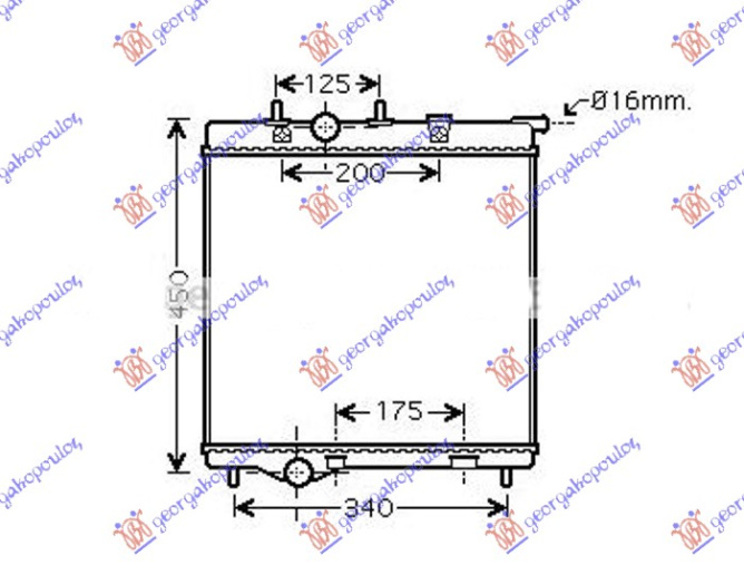 Radiator për motor 1,4-1.6 VTi (38x41,5x18)
