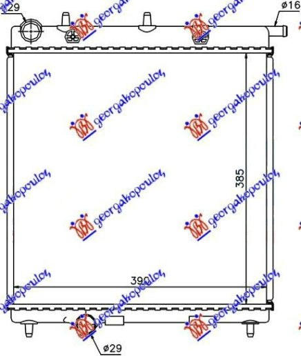 Radiator për motor 1.4 dizel (380x390)