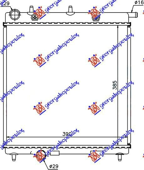Radiator për motor 1.4 dizel (380x390)