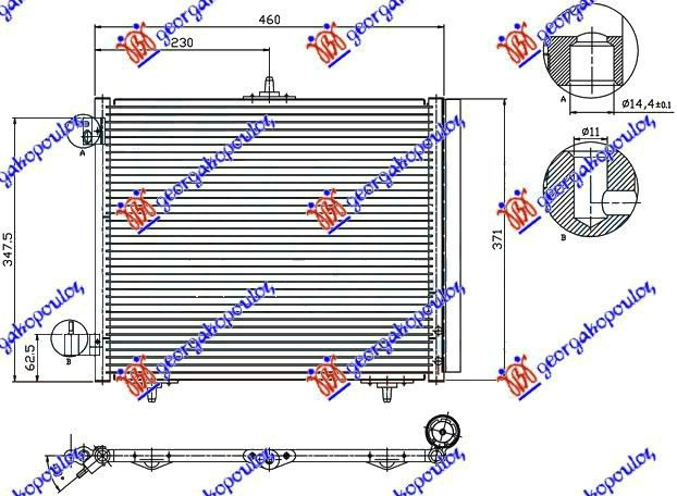 Radiator i kondicionerit 05- benzinë/dizel (42x37) 3 mbajtës