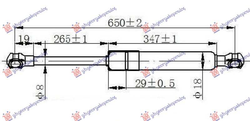 Amortizues (një) për derën e bagazhit cc (631L-500N)