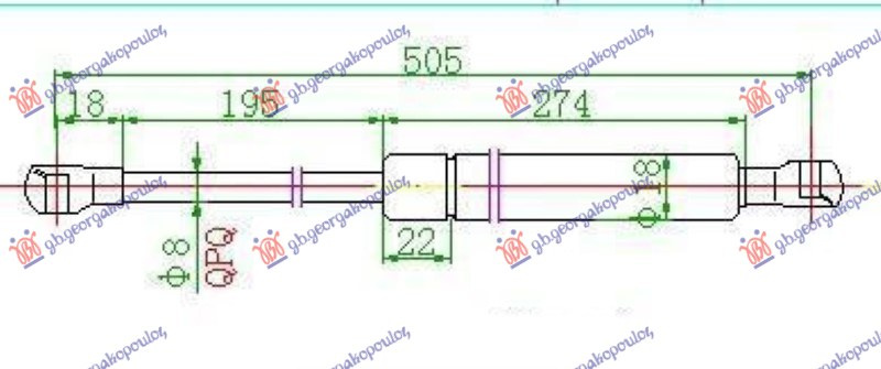 Amortizues (një) për derën e bagazhit karavan (505L-490N)