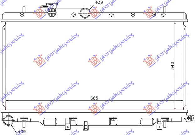 Radiator për motor 1.6-2.0-2.5 benzinë (34x68,6x16)