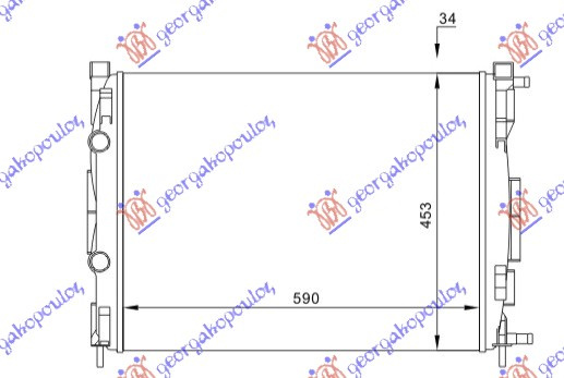 Radiator për motor 1.6-2.0-1.5-1.9D (marsh manual/automatik) (me/pa kondicioner) (59x45x28