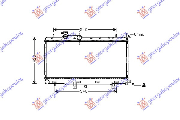 Radiator për motor 2.0 TURBO WRx (34x68,6x25)
