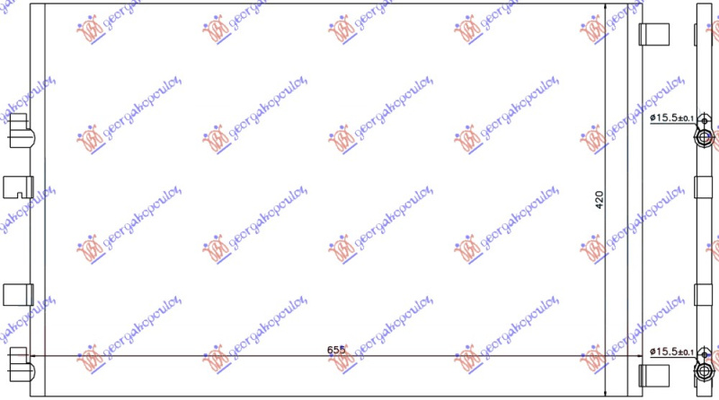 Radiator i kondicionerit 1.9 DCi (marsh automatik)/2.0 DCi (marsh manual/automatik) dizel (625x415x12)