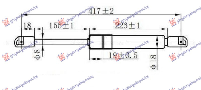 Amortizues (një) për derën e bagazhit 3/5 (417L-500N)