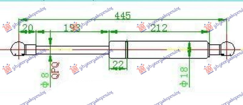 Amortizues (një) për derën e bagazhit kabriolet (446L-490N)