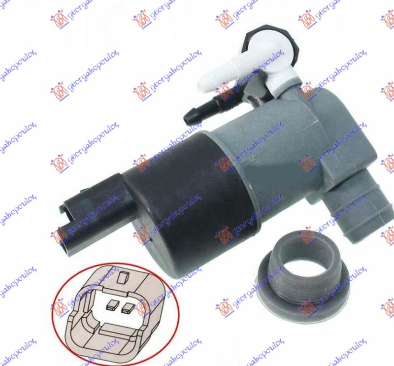Motor për rezervuar për lëngun për larës dritaresh (konektorë katrorë) (2 pompa)