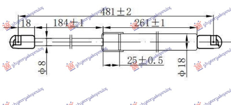 Amortizues (një) për xhamin e pasëm të bagazhit (481L-135N)