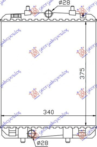 Radiator për motor 1,4 HDi (37,4x32,6x16)