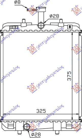 Radiator për motor 1.0cc (me/pa kondicioner) (37.4x326) (KOYO)