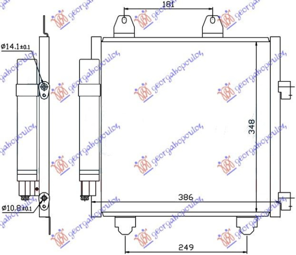 Radiator i kondicionerit 1.0 benzinë -1.4 dizel HDi (350x330x16)